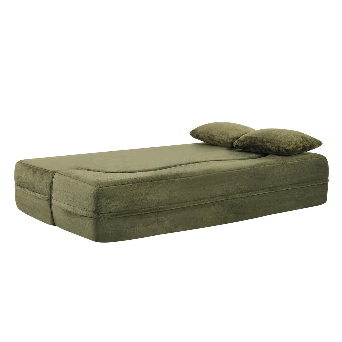 SCHLAFSOFA mikrofaser in olivgrün, faltbares gästebett & montagefrei - Grün, Textil (180/70/55cm) - Urban Meuble