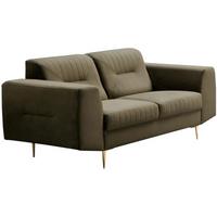 2-SITZER SOFA Venezia olivgrün mit goldenen Beinen - Goldfarben/Olivgrün, Textil (172/85/94cm) - Beautysofa