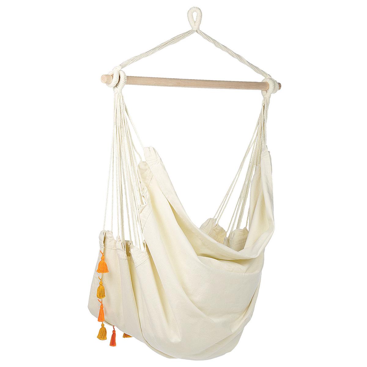 HÄNGESESSEL aus Baumwolle Beige Varena - Beige, Textil (96/125/55cm) - Beliani