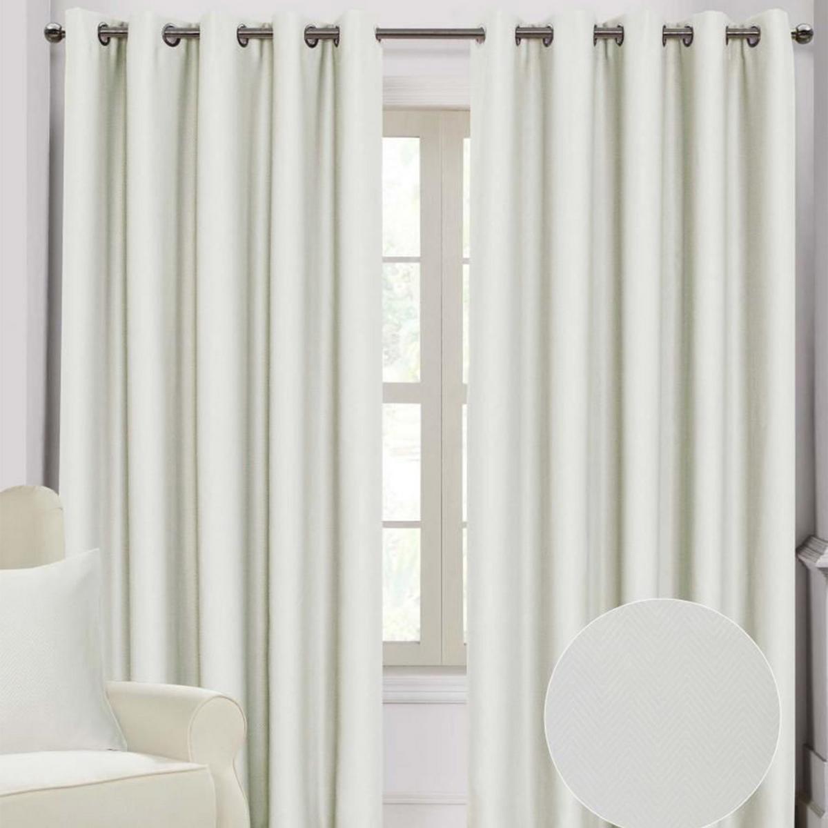VERDUNKELUNGSVORHÄNGE Fischgrät mit Thermo-Funktion, Ösen 167/228 cm - Creme, Textil (167/228cm) - Homescapes
