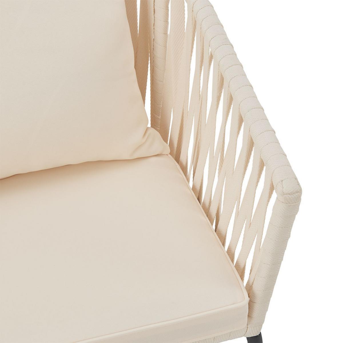 GARTENSTUHL Rope beige inkl. Kissen (2er-Set) - Beige, Metall (58/80/58cm) - Juskys