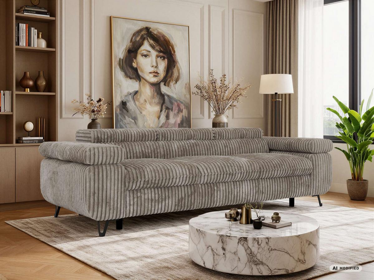 3-SITZER SOFA PETER - Hellbraun Cord - Hellbraun/Schwarz, Textil/Metall (262/76/99cm) - MKS