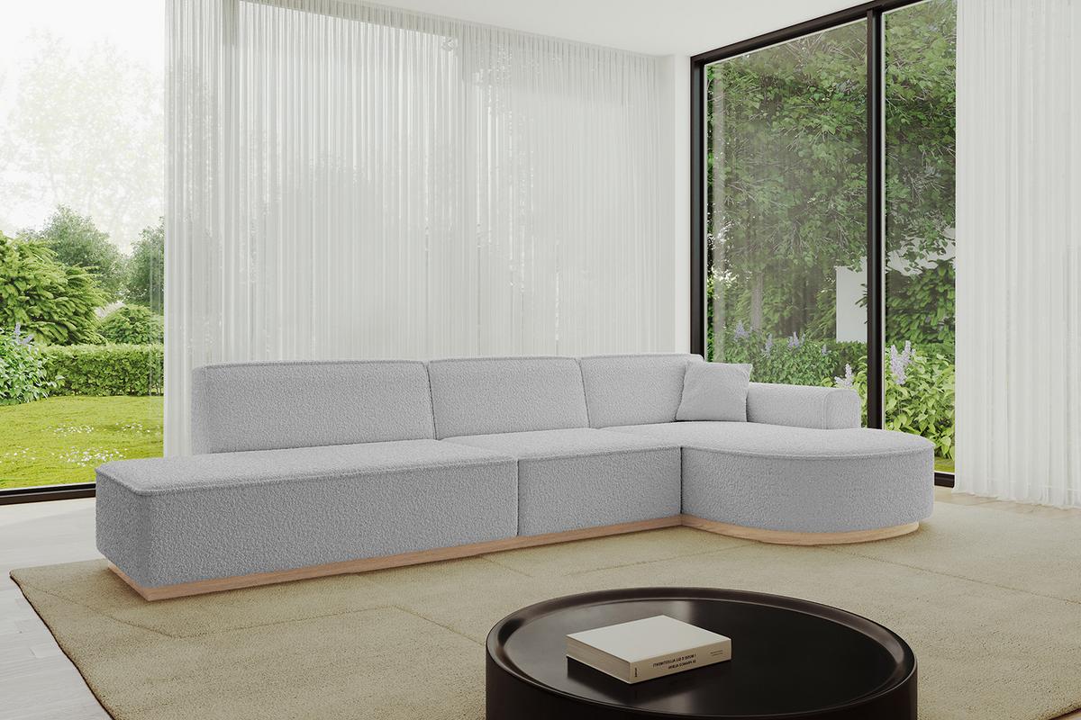 ECKSOFA Ottomane Rechts ARRIO-L2 - 328x171x83 cm Hellgrau - Hellgrau, Holzwerkstoff/Textil (328/171cm) - ALTDECOR