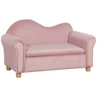 KINDERSOFA Kindercouch mit Stauraum, Spielsofa, Zweisitzer für Kinder 3-5 Jahre - Rosa, Kunststoff (41.5/48.5/84cm) - HOMCOM