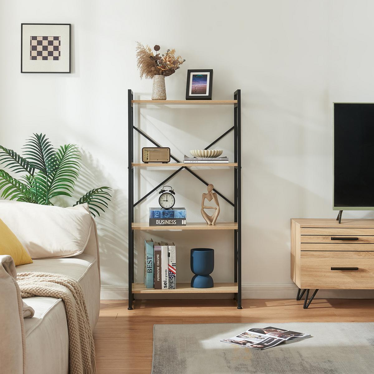 STANDREAGL Skørping - Eichefarben/Schwarz, Holzwerkstoff/Metall (65/125/30cm) - [en.casa]