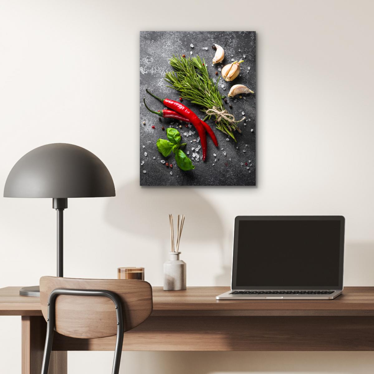 METALLBILD Pfeffer - Kräuter - Gewürze - Beton 30x40 cm - Dunkelgrau, Metall (30/40cm) - MuchoWow