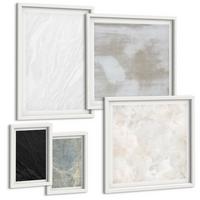 BILDER SET 5er Set - 50x50 cm & 20x30 cm & 40x60 cm Weißer Rahmen - Steintexturen - Weiß, Kunststoff (40/60cm) - TULUP