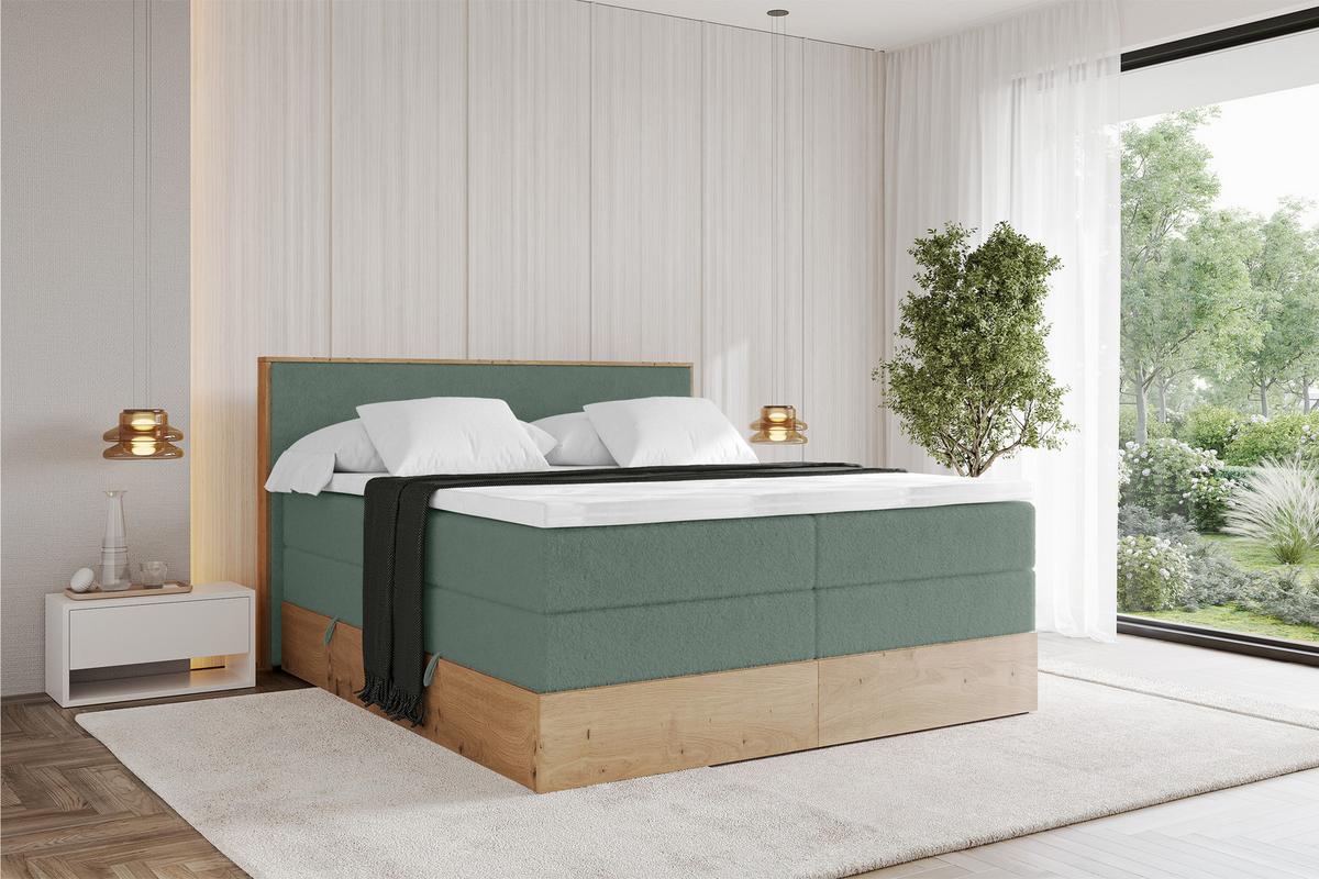 BOXSPRINGBETT LOLLI9 -KING 120x200 - H3/H4 Grün - Grün, Holzwerkstoff (120/200cm) - ALTDECOR