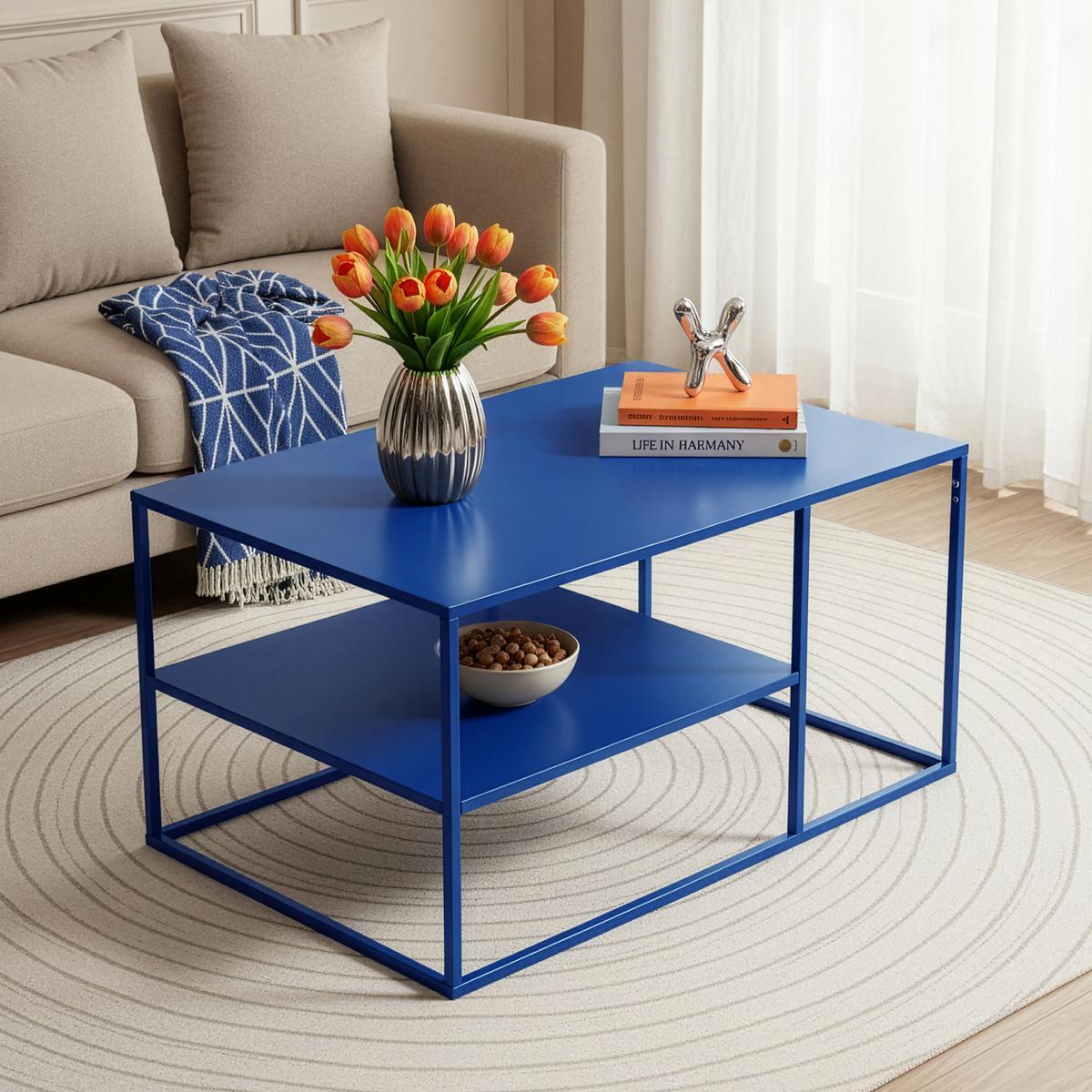 COUCHTISCH Solund 45/90/60 cm - Dunkelblau, Metall (60/90/45cm) - [en.casa]