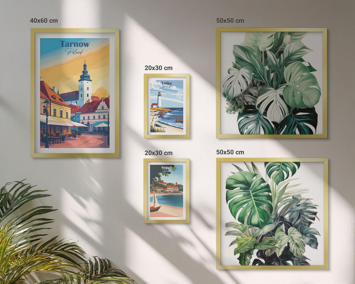 BILDER SET 5er Set - 50x50 cm & 20x30 cm & 40x60 cm Goldrahmen - Stadt- und Naturlandschaften - Goldfarben, Kunststoff (40/60cm) - TULUP