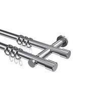 GARDINENSTANGE Platon Santo 100 cm, 2-läufig, 20 mm Ø Chrom - Chromfarben, Metall (100cm) - INTERDECO