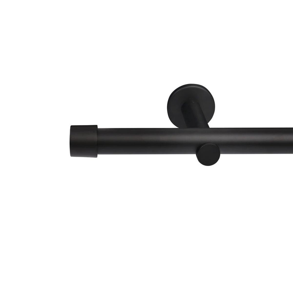 GARDINENSTANGE auf Maß 1-lauf Wandmontage Kappe 150cm - Schwarz, Metall (150cm) - Deco-Raum