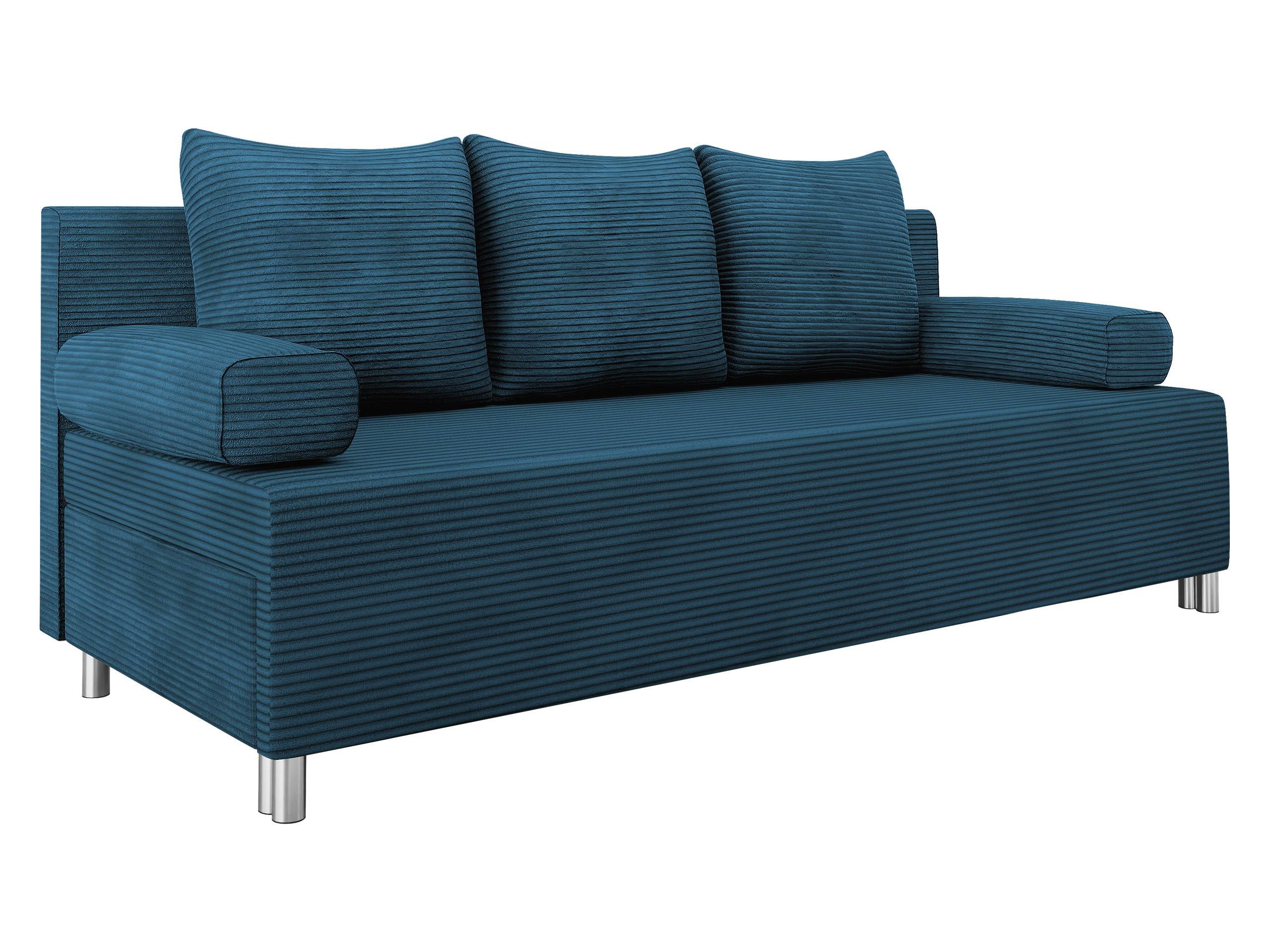 SCHLAFSOFA Dover Cord - Blau/Chromfarben, Holz/Kunststoff (192/86/80cm) - MIRJAN24