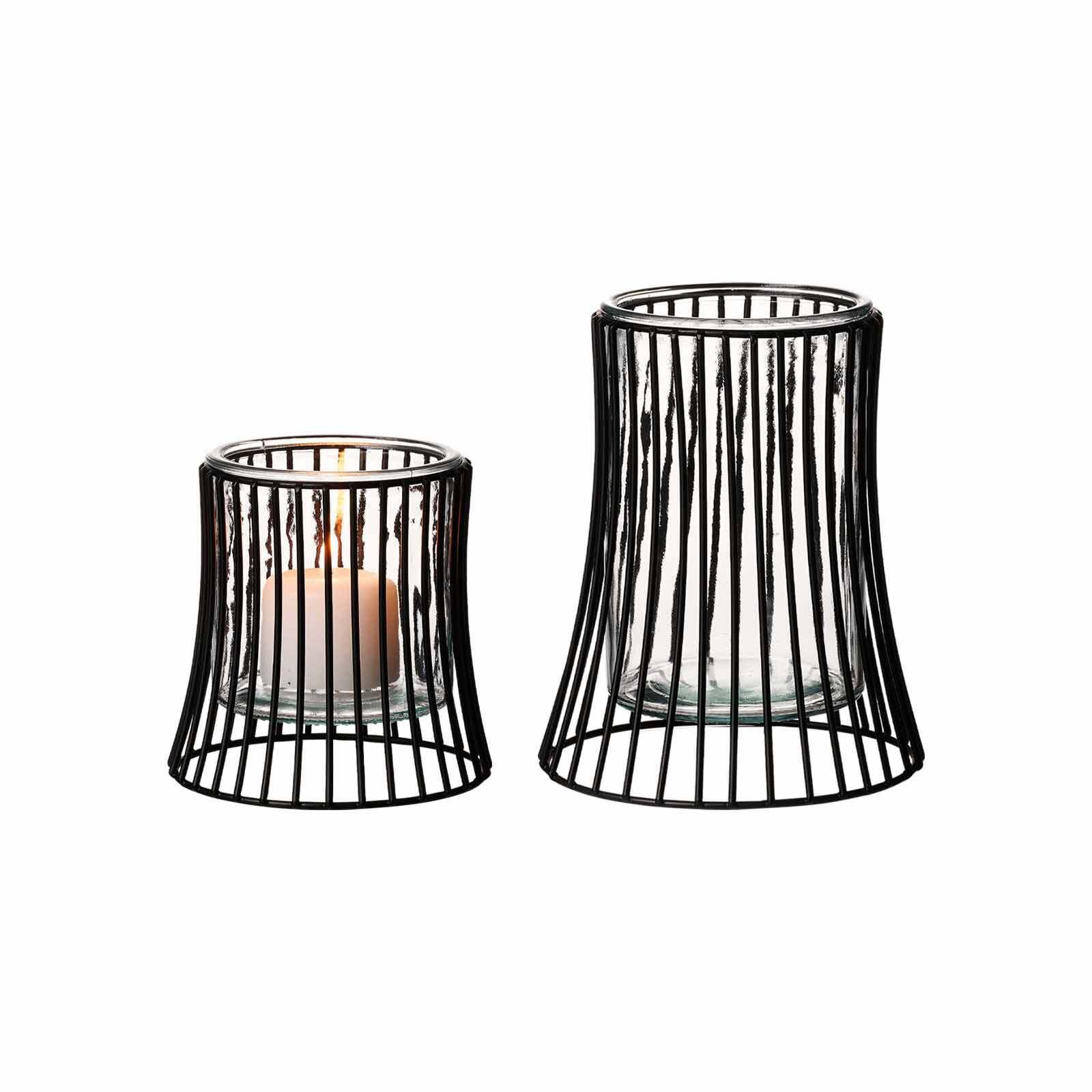 WINDLICHTER-SET Nero 2-tlg. - Transparent/Schwarz, Glas/Metall (2/2/2cm) - Ritzenhoff Breker