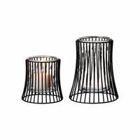 WINDLICHTER-SET Nero 2-tlg. - Transparent/Schwarz, Glas/Metall (2/2/2cm) - Ritzenhoff Breker