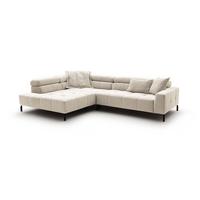 ECKSOFA OHIO Weiß Cord - Schwarz/Weiß, Textil/Metall (311/219cm) - KAWOLA