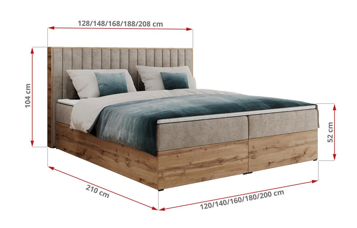 BOXBETT ALBERO 4 - 120/200 Beige Struktur - H4 - Beige, Holz/Textil (120/200cm) - MKS
