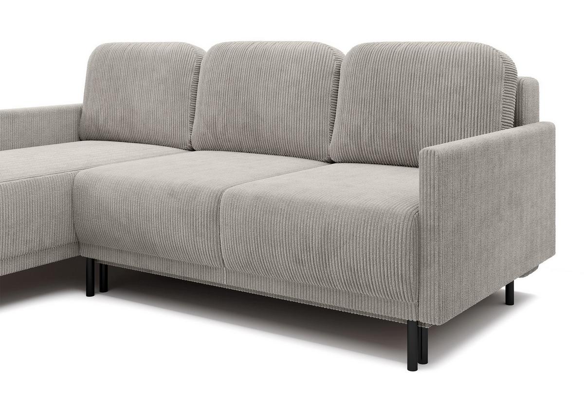 ECKSOFA Hamiel Hellbeige Cordbezug - Ecru/Beige, Holz/Textil (212/142cm) - Selsey