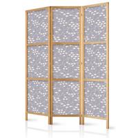 PARAVENT Japanischer 3-tlg 135x172 cm Fischschwarm - Grau, Holz/Textil (135/172/3cm) - Muralo