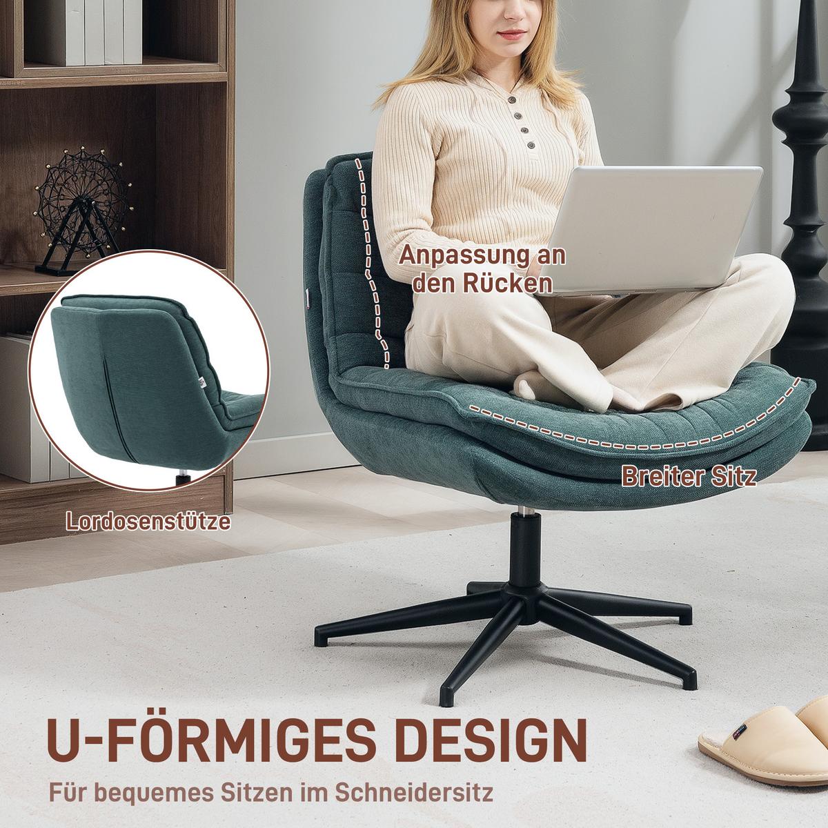 BÜROSTUHL Polyester Schaumstoff Dunkelgrün - Dunkelgrün, Kunststoff (65.5/80/76cm) - HOMCOM