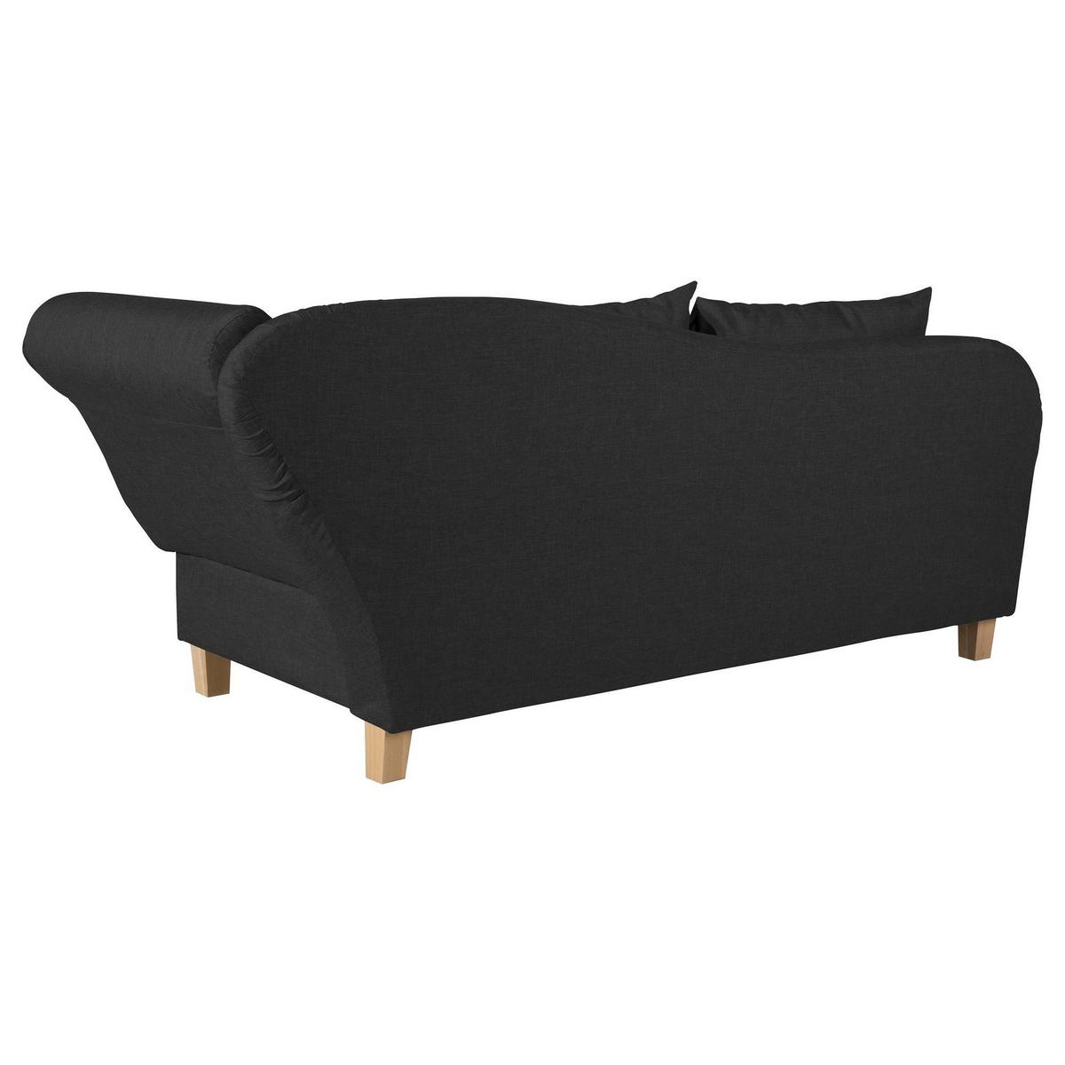 RECAMIERE mit Armteil rechts klappbar Katia Bezug Flachgewebe Buche natur / schwarz - Schwarz, Kunststoff (190/82/88cm) - 58aufmkessel
