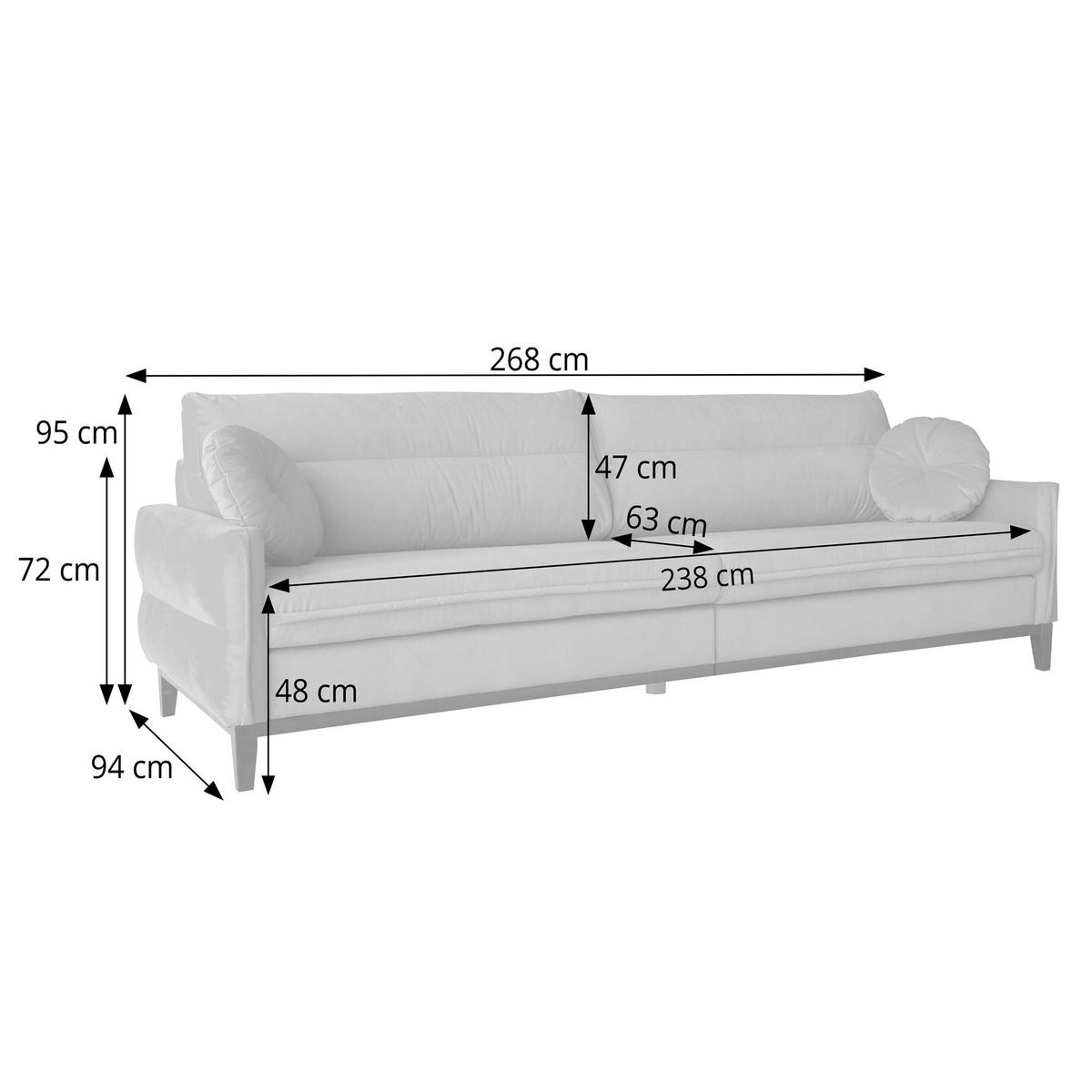 SOFA 3-SITZER Belweder 270 cm, Dunkelgrau, Veloursstoff - Wengefarben/Dunkelgrau, Holz/Textil (268/95/94cm) - Beautysofa