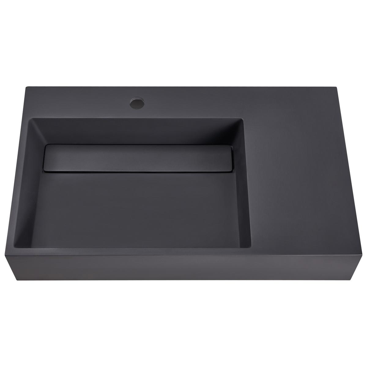 HÄNGEWASCHBECKEN Schwarz 75/43 cm Mineralguss Cusco - Schwarz, Naturmaterialen (75/15/43cm) - Beliani