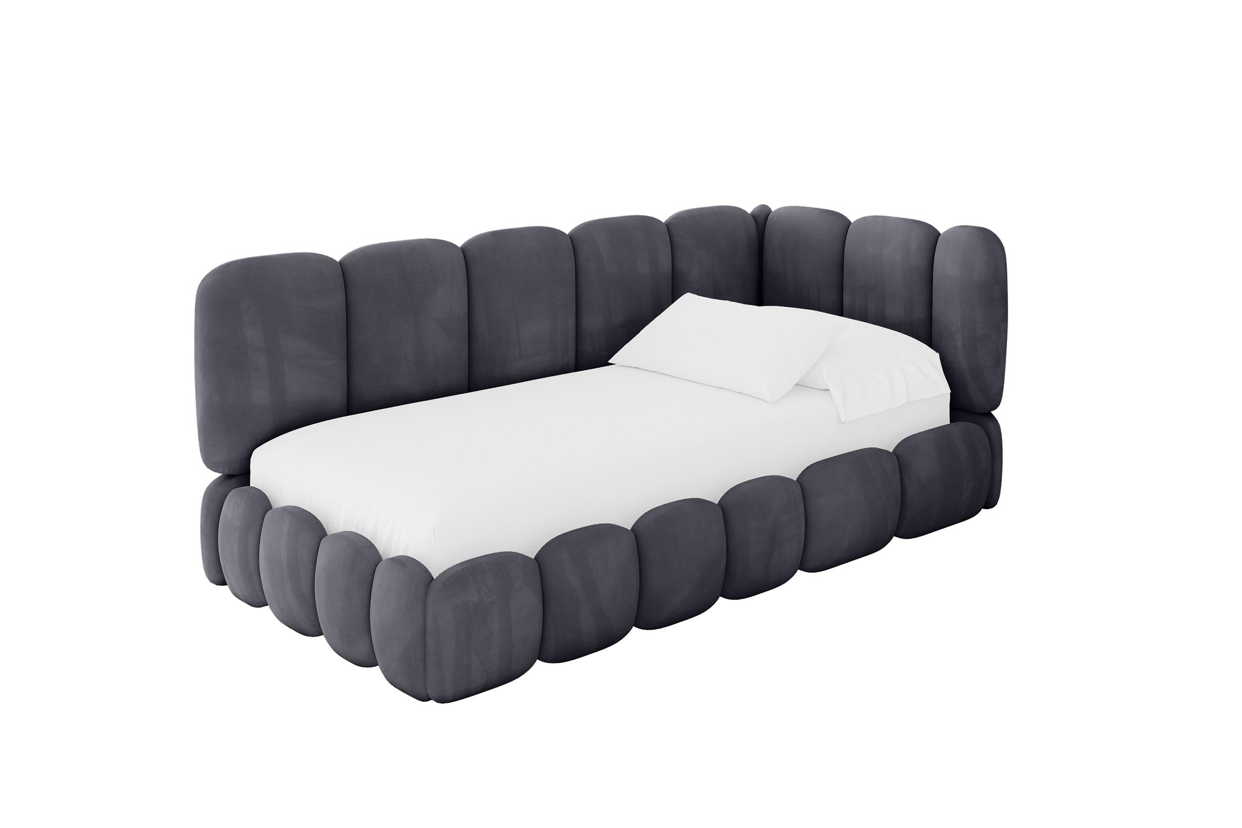 EINZELLBETT Jugendbett mit Bettkasten und Matratze H3/H4, Links - AVRY 100x200 Dunkelgrau - Dunkelgrau, Holzwerkstoff/Textil (100/200cm) - ALTDECOR