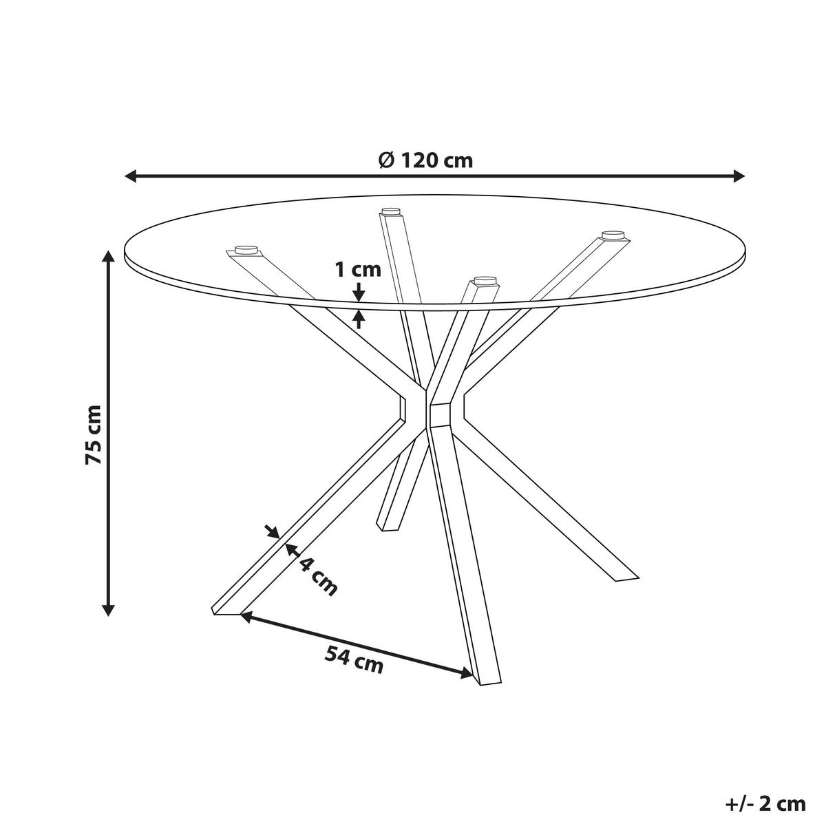 ESSTISCH Schwarz 120/120 cm Sicherheitsglas Meston - Schwarz, Glas (120/120/75cm) - Beliani