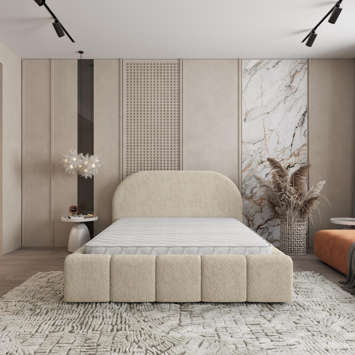 POLSTERBETT FLUSSO 180x200 cm mit Bettkästen - Creme - Creme, Holz (180/200cm) - MASSENO