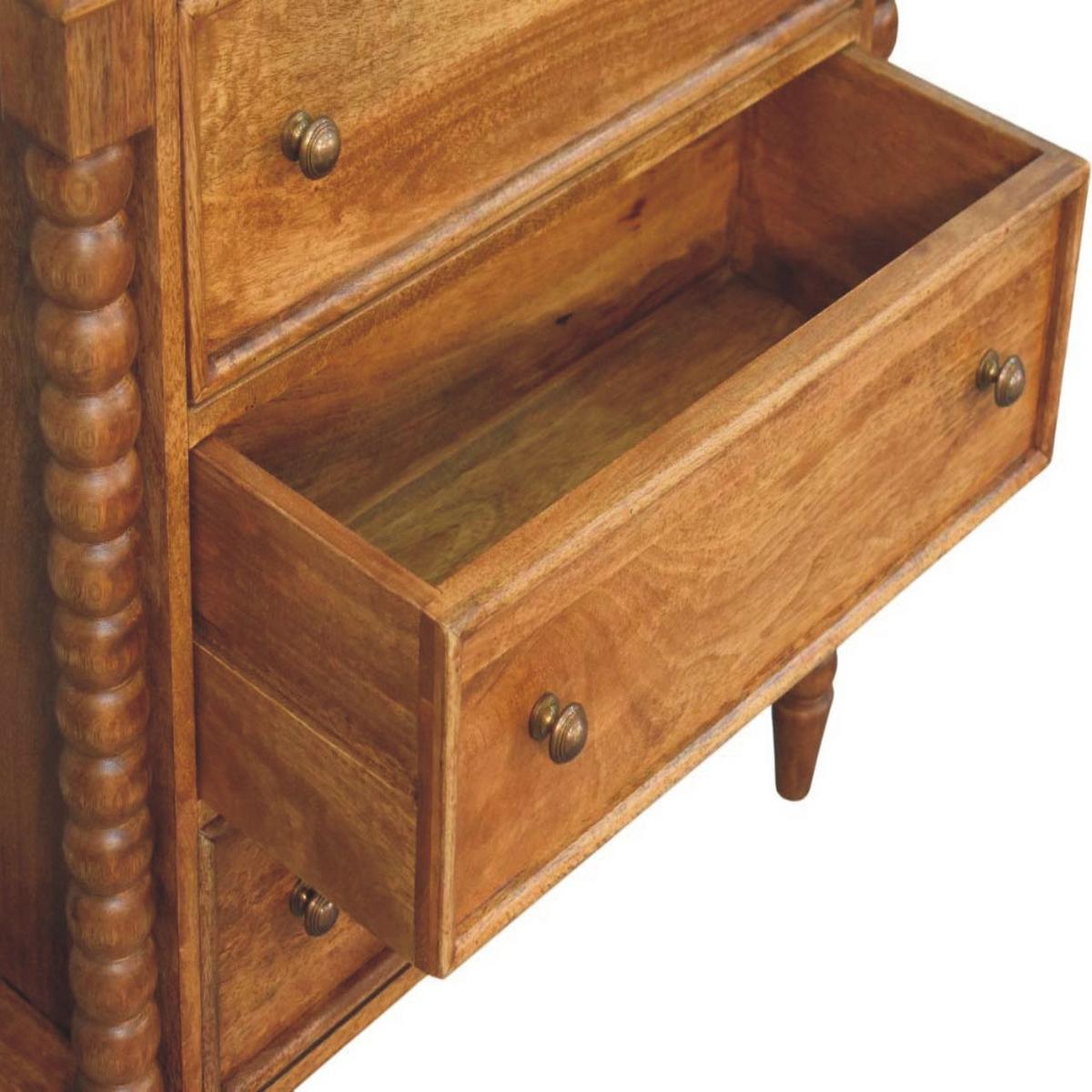 KOMMODE Spindel, 3 Schubladen, Hellbraun - Hellbraun/Messingfarben, Holz/Metall (80/80/35cm) - Artisan Furniture