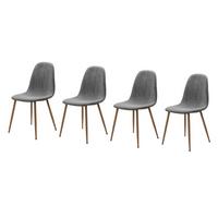 STUHL 4er-Set grau Cord, Esszimmerstuhl mit 4-Fuß-Gestell - Braun/Grau, Textil/Metall (50/83/43cm) - Furn.Design