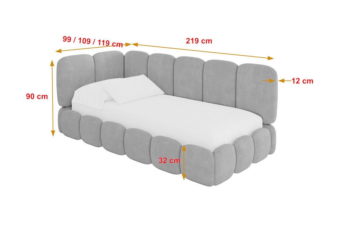 EINZELLBETT Jugendbett mit Bettkasten, Rechts - AVRY 100x200 Grau - Silberfarben/Grau, Holzwerkstoff/Textil (100/200cm) - ALTDECOR