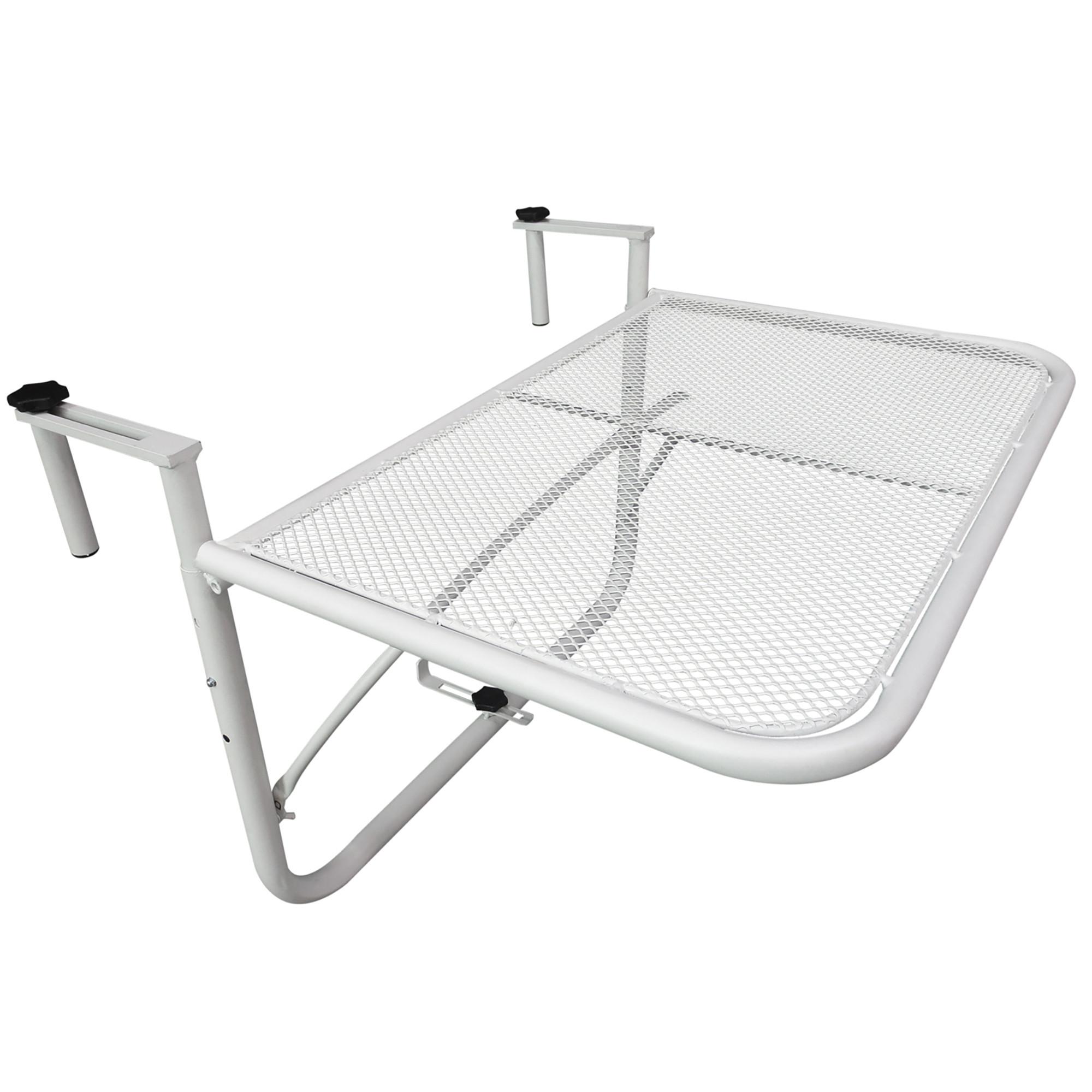 BALKONHÄNGETISCH Gartentisch höhenverstellbar rechteckig Terrasse Beistelltisch - Weiß, Metall (60/56/50cm) - Outsunny