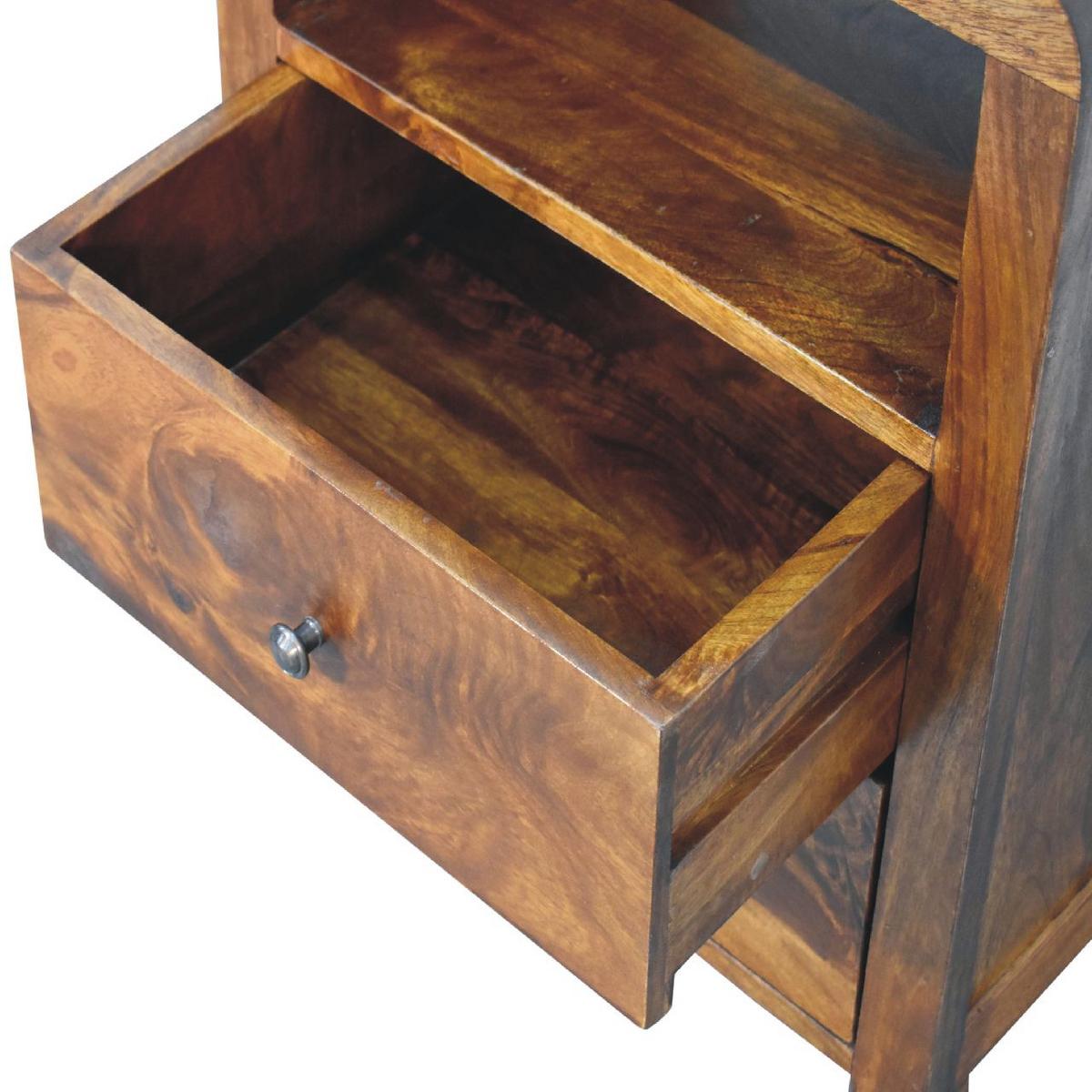 NACHTTISCH Aspen mit 2 Schubladen, 1 Offenes Regal, Braun - Messingfarben/Braun, Mangoholz/Holz (45/60/35cm) - Artisan Furniture