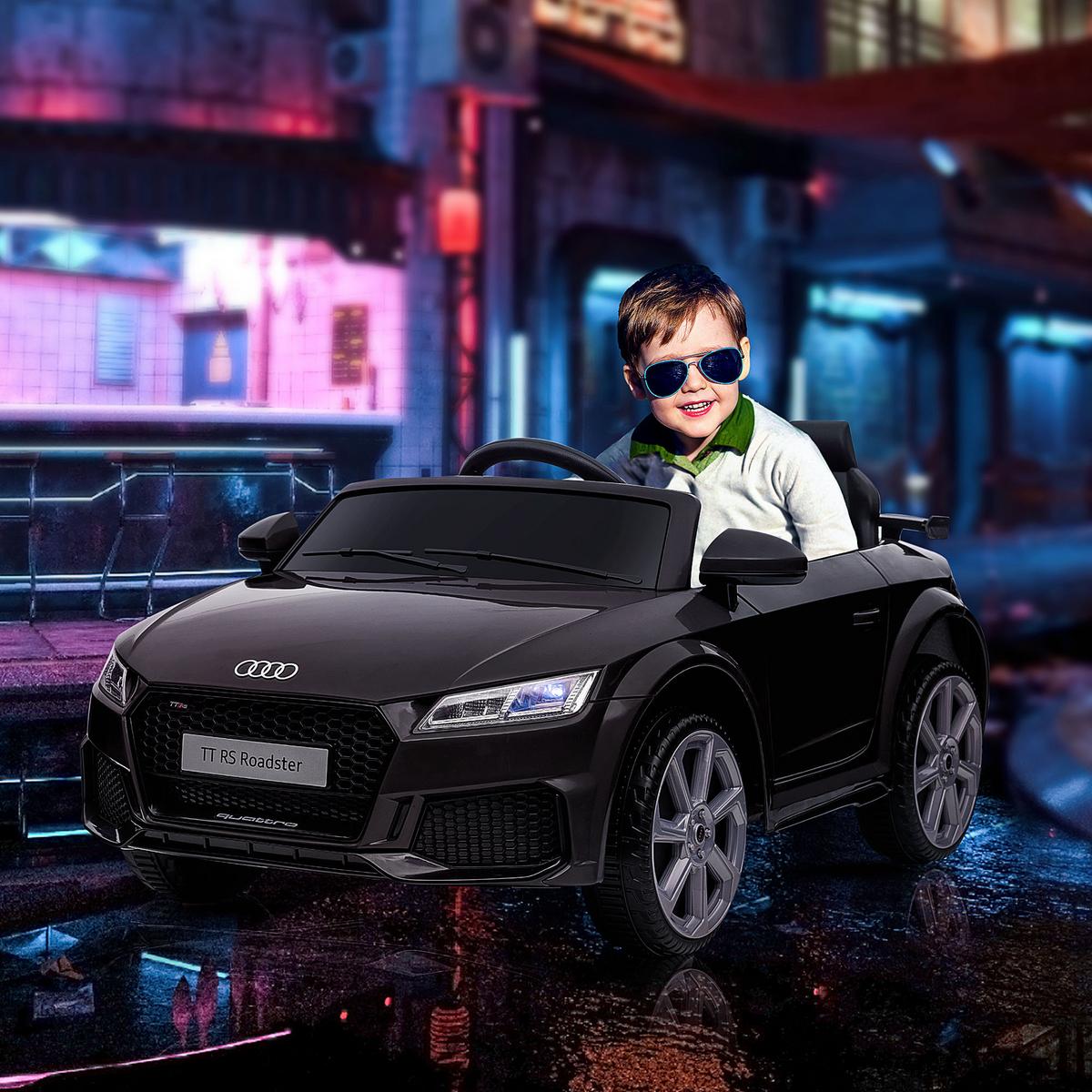 KINDER Elektroauto 12V Kinderauto mit 2,4G Fernbedienung, Musik, Schwarz - Schwarz, Metall (102/60/44cm) - HOMCOM