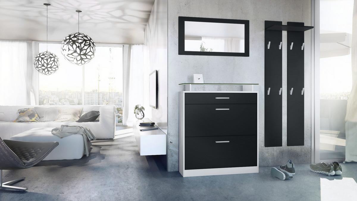 GARDEROBE Loret Front in Schwarz matt - Schwarz, Holzwerkstoff (180/200/23cm) - Vladon