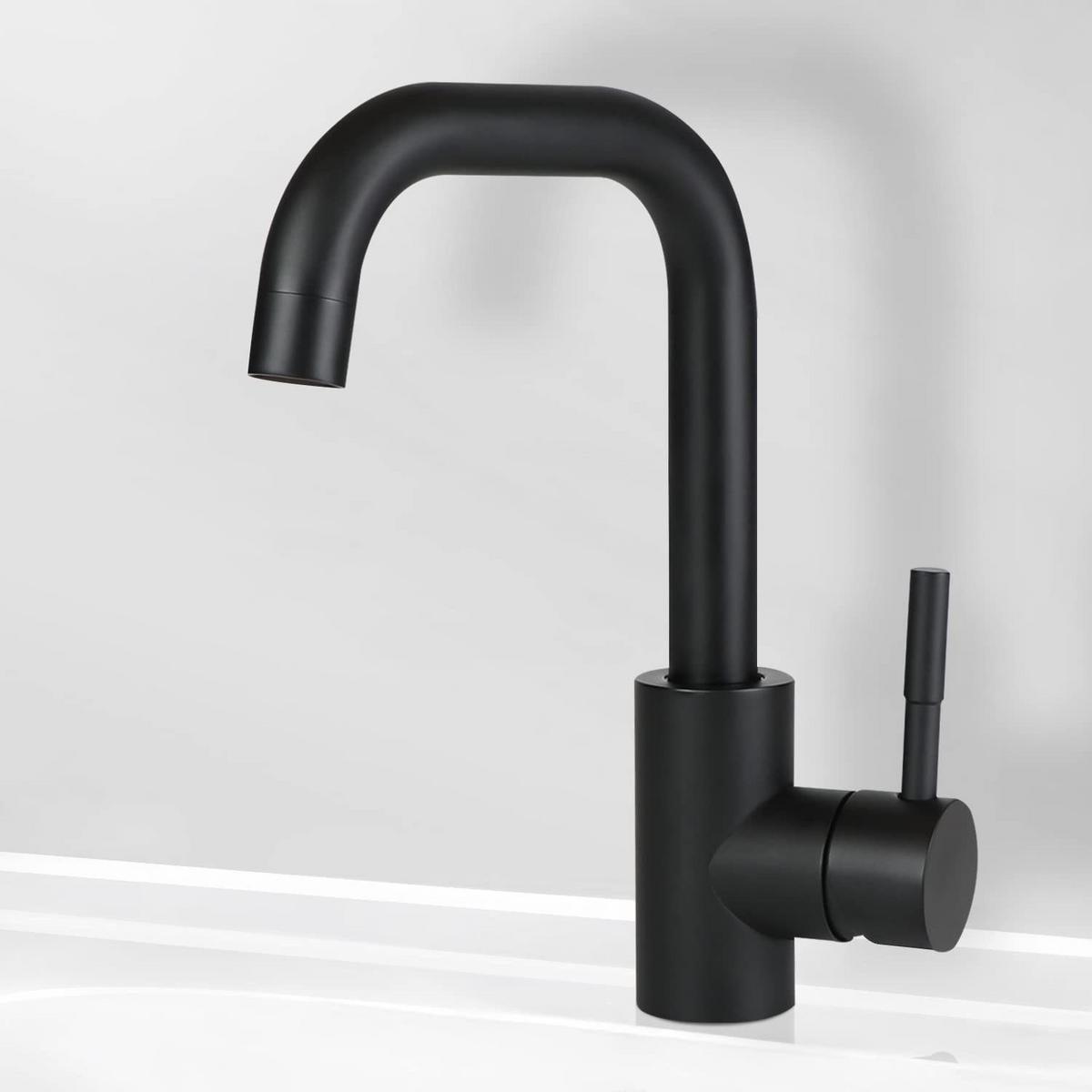 WASCHTISCHARMATUR NORA 24/6/24 cm - Schwarz, Metall (6/24/24cm) - Nettlife
