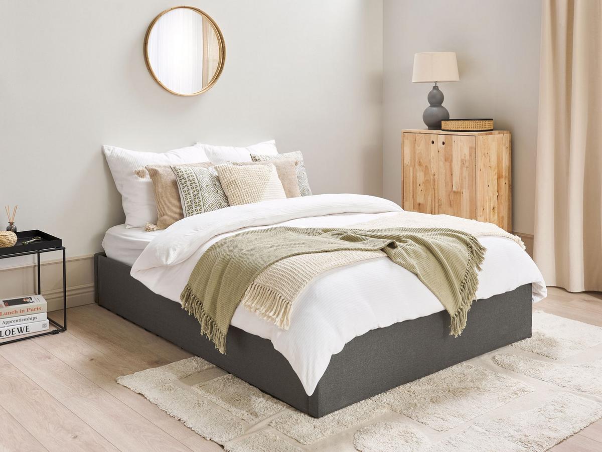 POLSTERBETT 140/200 cm Dunkelgrau Dinan - Dunkelgrau, Textil (140/200cm) - Beliani