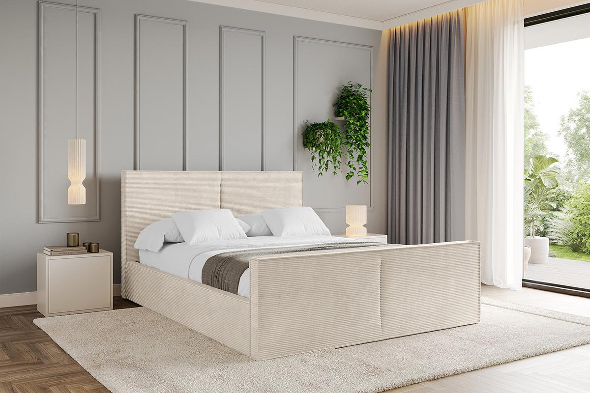 POLSTERBETT mit Bettkasten, Fußteil und Lattenrost, Boxbett ohne Matratze - EMMI-Z 180x200 Beige - Creme, Holzwerkstoff/Textil (180/200cm) - ALTDECOR