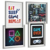 BILDER SET 4er Set - 50x50 cm & 40x60 cm Silberner Rahmen - Spieleruntertitel - Silberfarben, Kunststoff (50/50cm) - TULUP