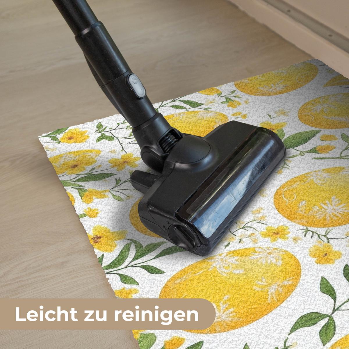 FUSSMATTE Blumen - Ostereier - Gelb Teppichmatte 60x40 cm - Gelb, Kunststoff (40/60cm) - MuchoWow