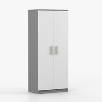 DREHTÜRENSCHRANK 80/192/50 cm 2-türig Jonas II 06 Grau/Weiß + sonomaeichefarbene Griffe - Weiß/Grau, Holz/Holzwerkstoff (80/192/50cm) - imoebel24