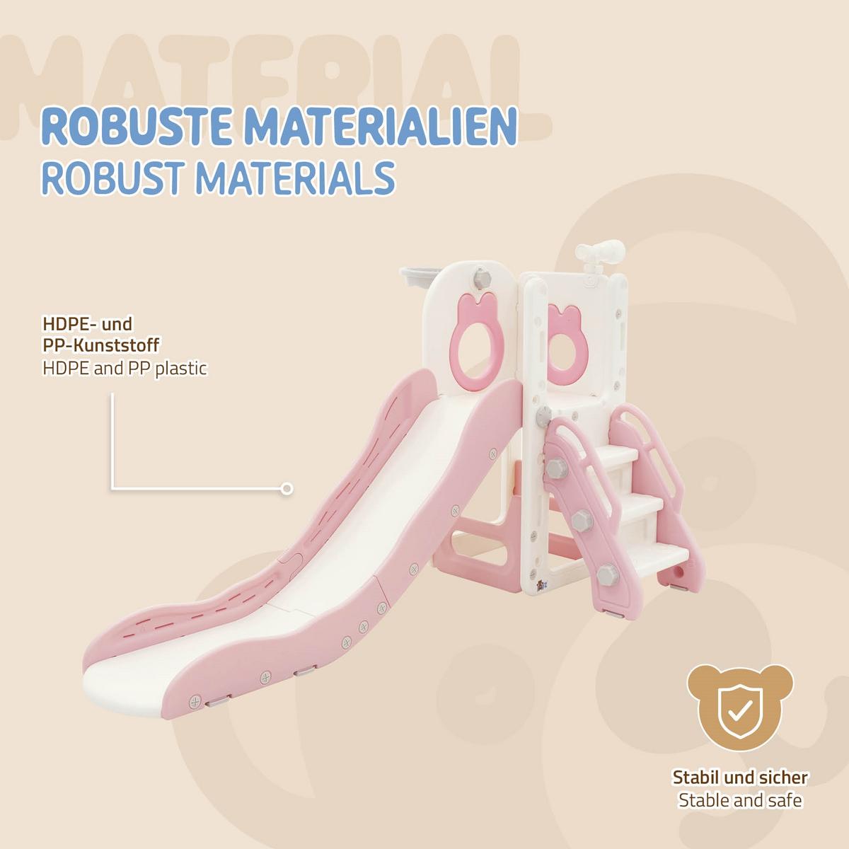 KINDERRUTSCHE Weiß-Rosa aus Kunststoff - Rosa, Kunststoff (91/90/162cm) - Joyz