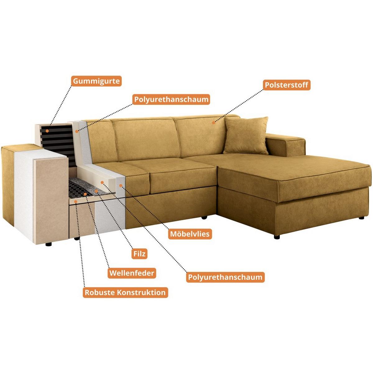 ECKSCHLAFSOFA mit Schlaffunktion Pedro L schwarz links - Schwarz, Kunststoff/Textil (267/160cm) - Beautysofa