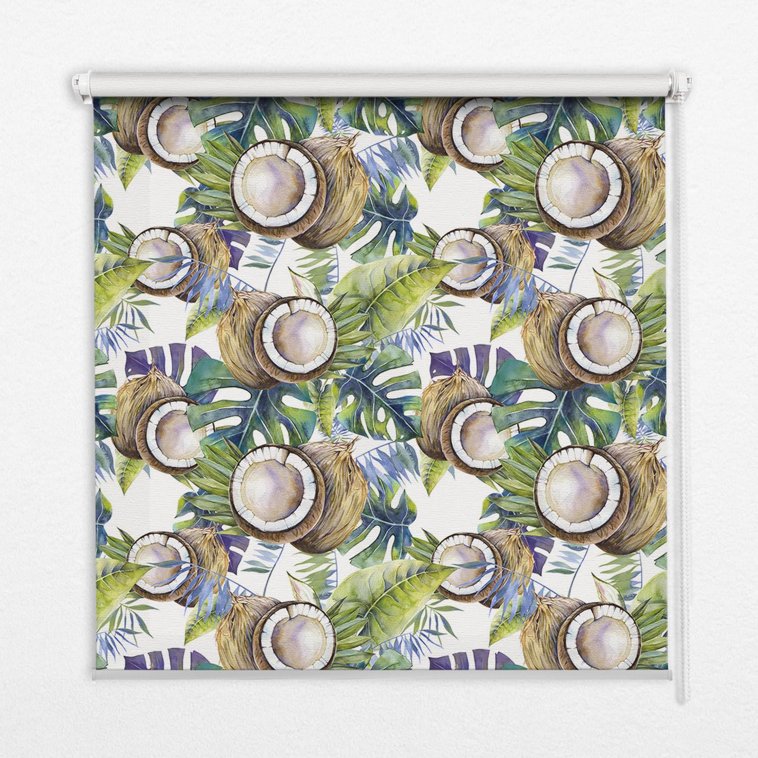INNENROLLO - Fensterrollo - Rollo - 70x140 cm - Kokosnüsse und ihre Blätter - Braun, Kunststoff (70/140/0.5cm) - TULUP