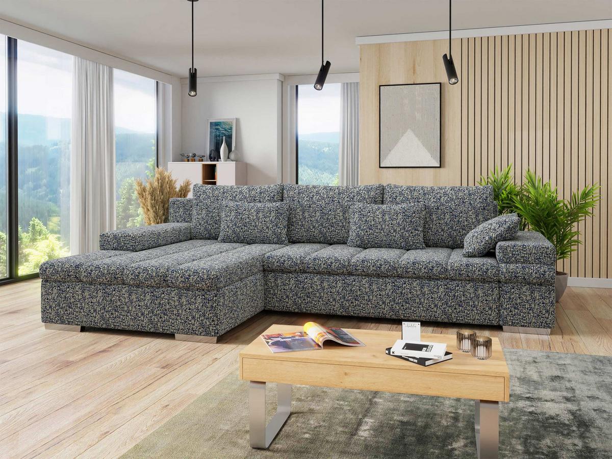 ECKSOFA Bangkok Premium, Seite: Links - Silberfarben/Multicolor, Holz/Textil (310/175cm) - MIRJAN24