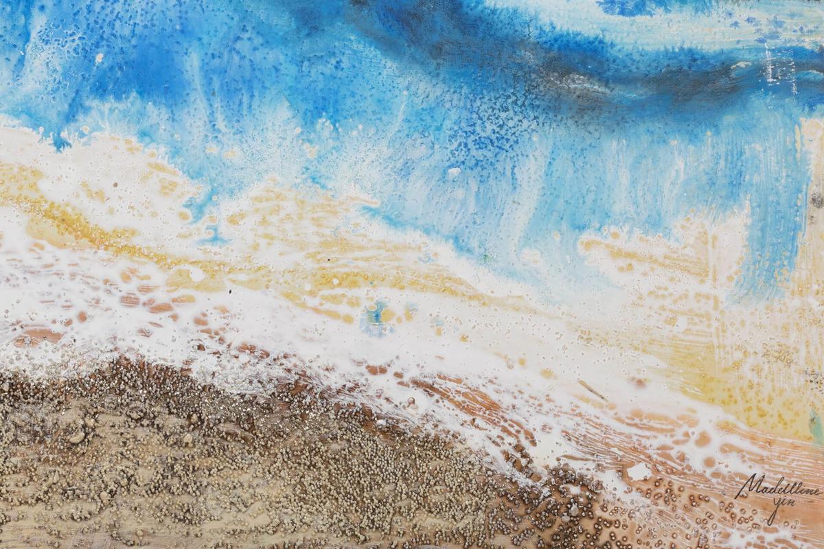 ACRYLBILD HANDGEMALT 120/60 cm - Blau/Braun, Holz/Textil (120/60cm) - KUNSTLOFT