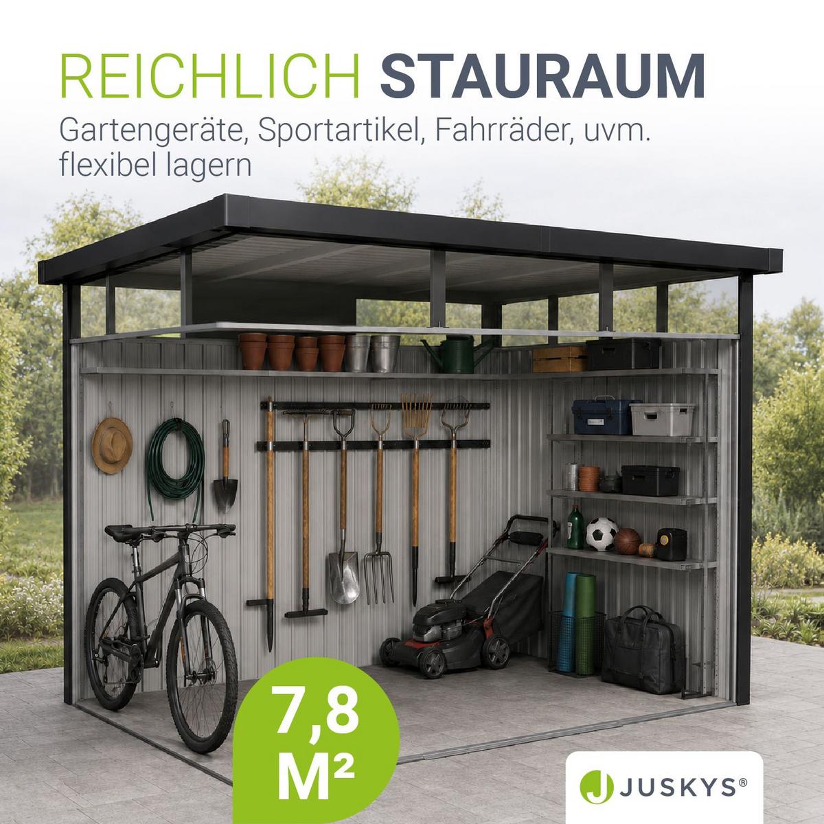 GERÄTEHAUS Luzern Anthrazit - Anthrazit, Metall (294/220/254cm) - Juskys
