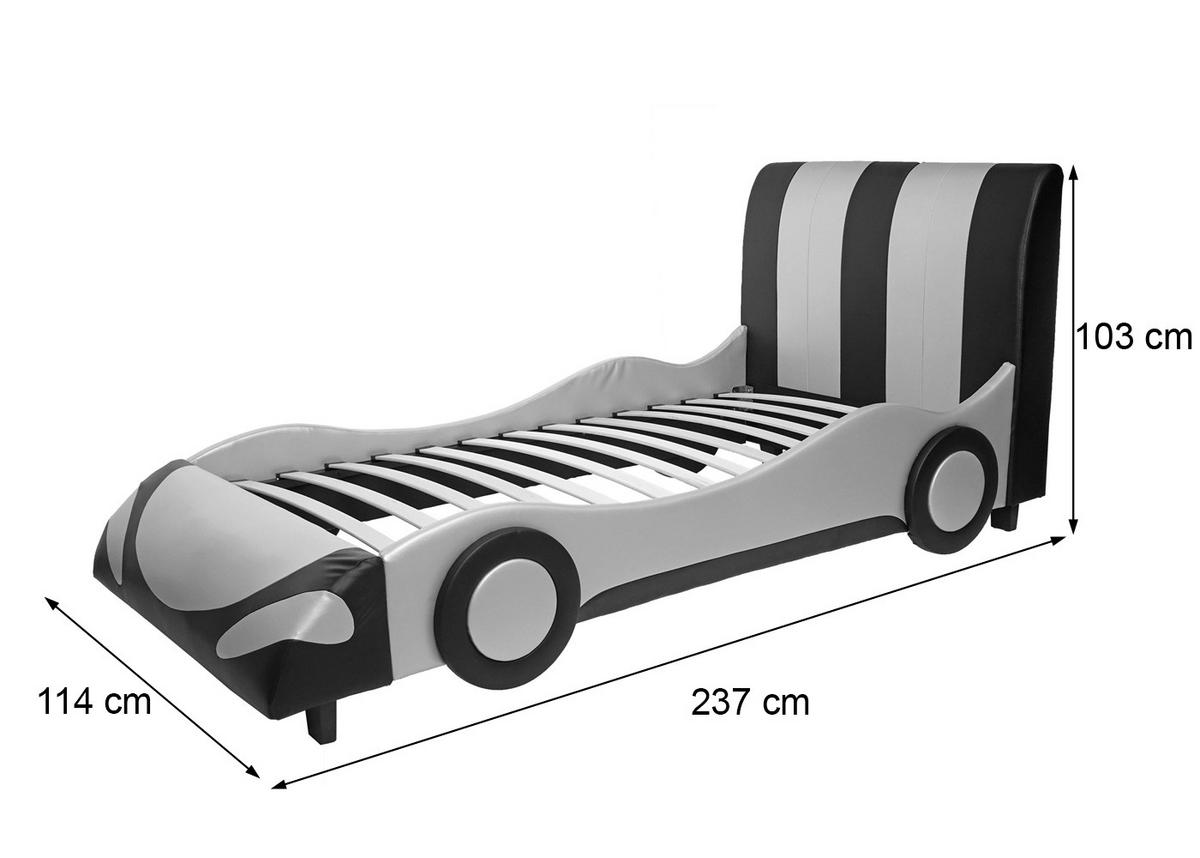 BETT AUTO Schwarz, Silber - Silberfarben/Schwarz, Holz (114/103/237cm) - MCW